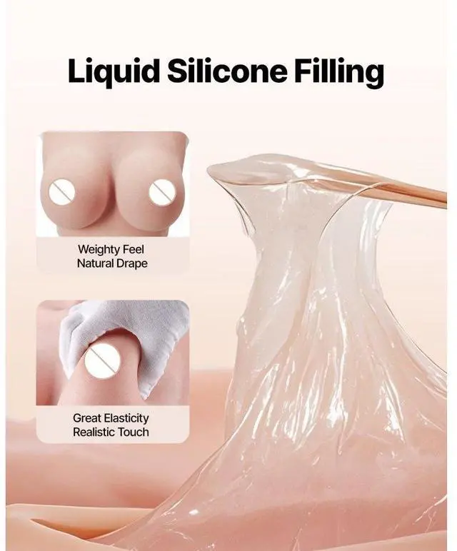 Alt view image 4 of 7 - VEVOR Silicone Breastplate C-Cup High Neckline Fake Breasts for Cosplay Drag Queen