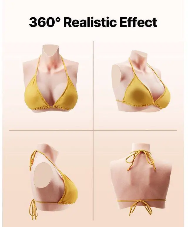 Alt view image 5 of 7 - VEVOR Silicone Breastplate D-Cup High Neckline Fake Breasts for Cosplay Drag Queen