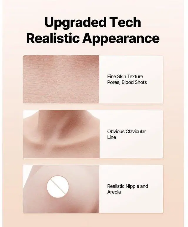 Alt view image 3 of 7 - VEVOR Silicone Breastplate D-Cup High Neckline Fake Breasts for Cosplay Drag Queen