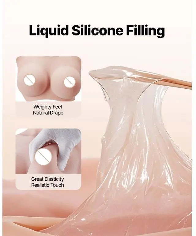 Alt view image 4 of 7 - VEVOR Silicone Breastplate D-Cup High Neckline Fake Breasts for Cosplay Drag Queen
