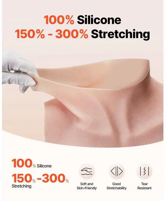 Alt view image 2 of 7 - VEVOR Silicone Breastplate K Sized High Neckline Fake Breasts for Cosplay Drag Queen