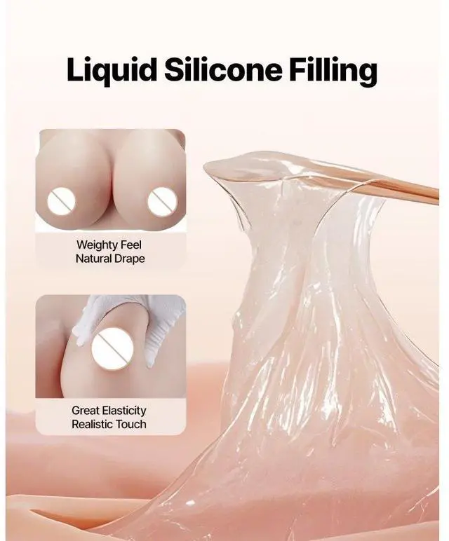 Alt view image 4 of 7 - VEVOR Silicone Breastplate H-Cup High Neckline Fake Breasts for Cosplay Drag Queen