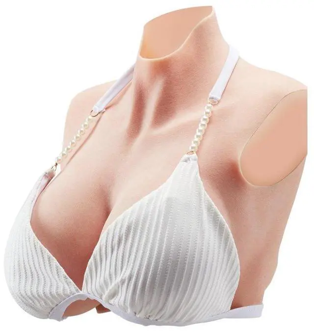 Main image of VEVOR Silicone Breastplate K Sized High Neckline Fake Breasts for Cosplay Drag Queen
