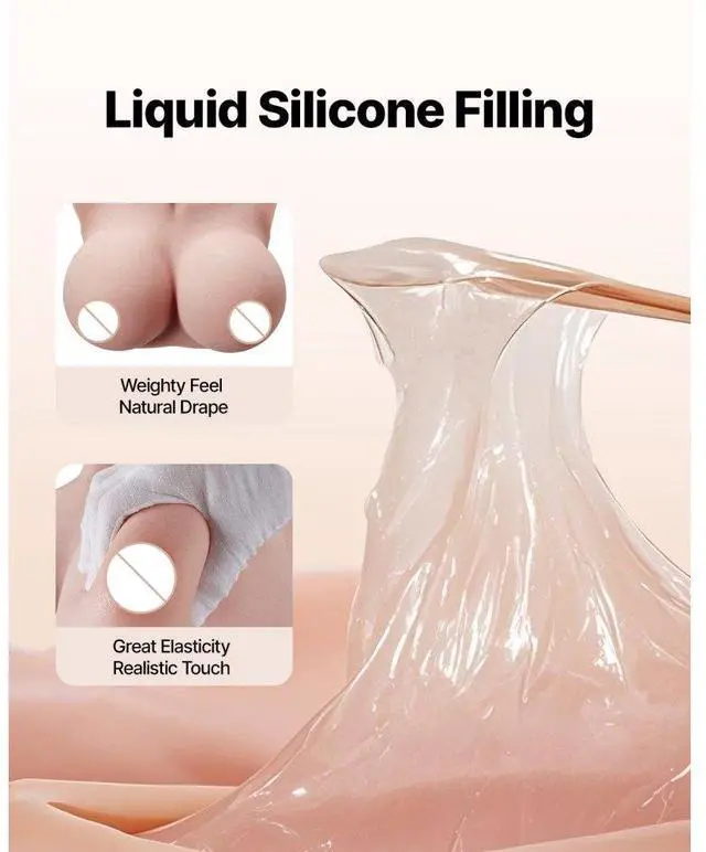 Alt view image 4 of 7 - VEVOR Silicone Breastplate K Sized High Neckline Fake Breasts for Cosplay Drag Queen