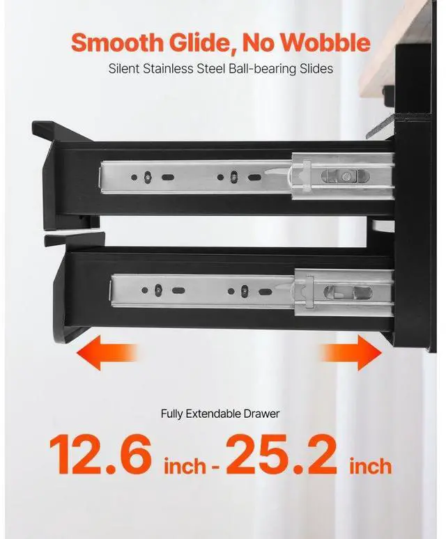 Alt view image 5 of 7 - VEVOR 2 Drawer 13" Lockable Under Desk Drawer Organizer Slide-out Drawer Home Office