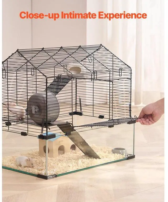 Alt view image 6 of 7 - VEVOR Wire Hamster Cage Habitat 22.8in Pet Rodent Gerbil Mice Small Animal House