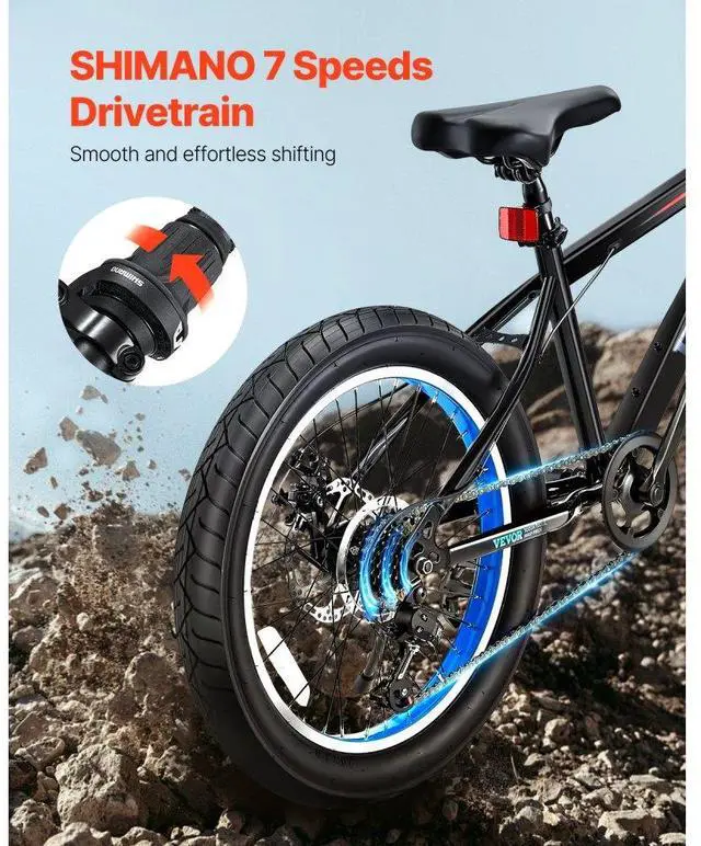 Alt view image 3 of 7 - 20" Mountain Bike MTB Bicycle Shimano 7 Speed Carbon Steel Dual Disc Brakes