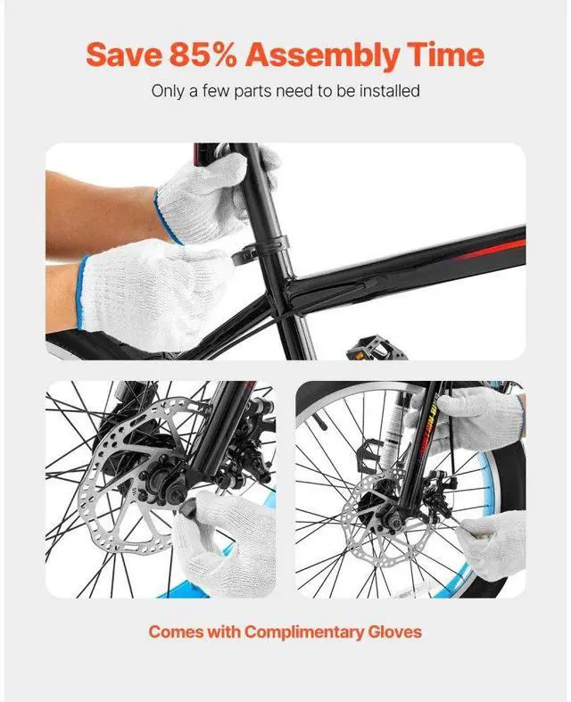 Alt view image 6 of 7 - 20" Mountain Bike MTB Bicycle Shimano 7 Speed Carbon Steel Dual Disc Brakes