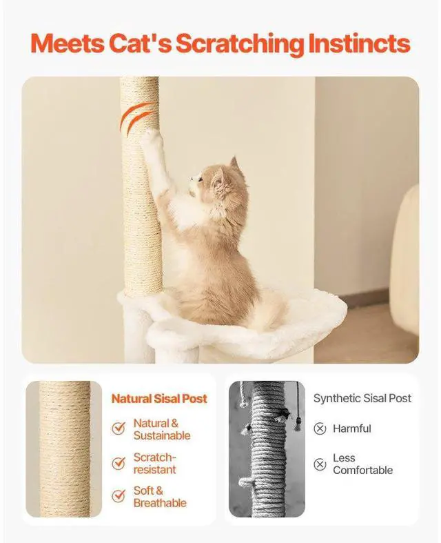 Alt view image 3 of 7 - VEVOR Large Cat Tree 68.9" Tall Cat Tower Multi-level Cat Condo Indoor Play House