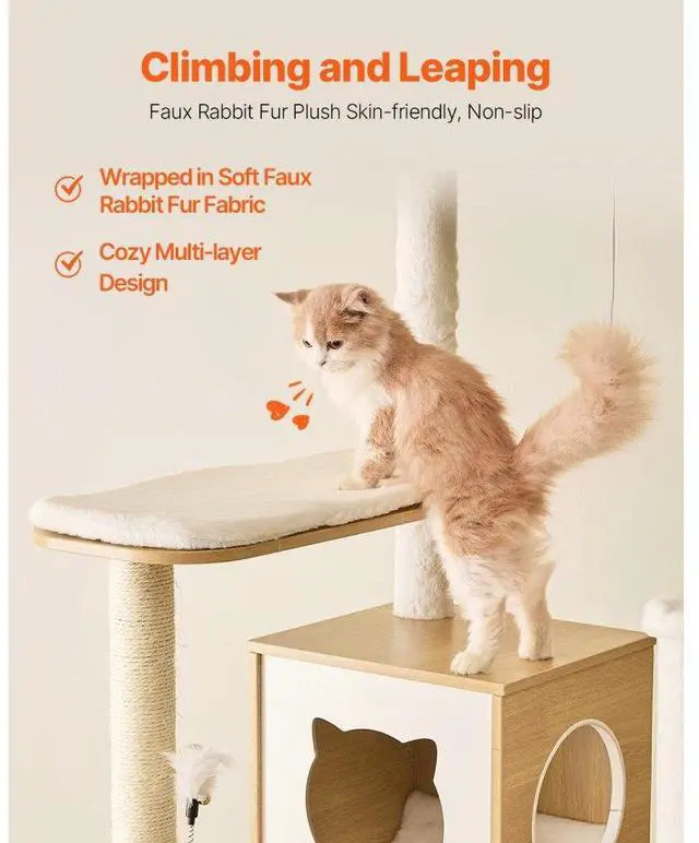 Alt view image 4 of 7 - VEVOR Large Cat Tree 68.9" Tall Cat Tower Multi-level Cat Condo Indoor Play House
