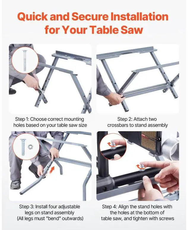 Alt view image 6 of 7 - VEVOR Table Saw Folding Stand 350 lbs Load Capacity Portable Foldable Table Saw Stand