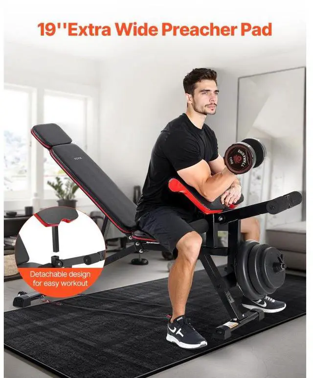Alt view image 5 of 7 - VEVOR Weight Bench Sit up Bench for Home Gym Strength Training Workout Adjustable