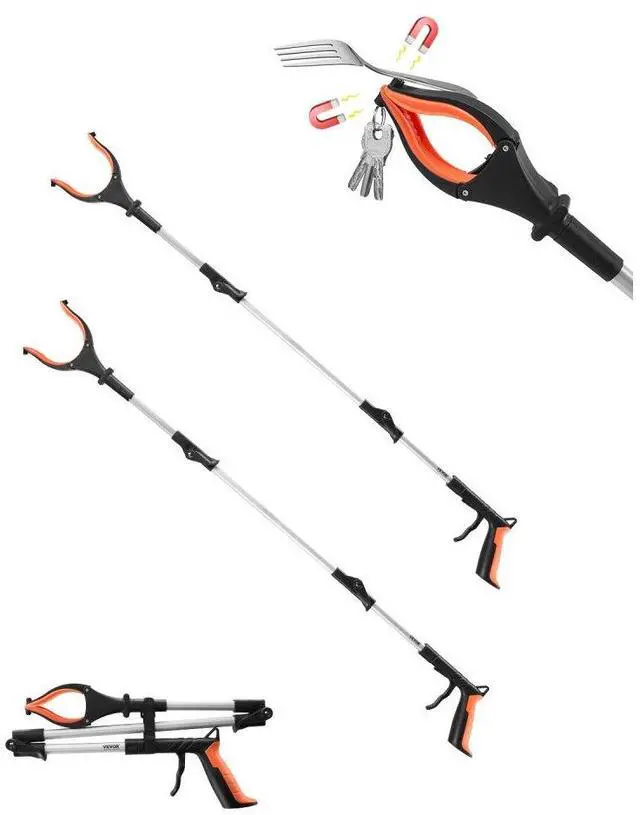 Main image of VEVOR Grabber Reacher Tool, 43" Foldable Reacher Grabber Pickup Tool with 360° Rotating Jaw, Magnet and LED Light, Lightweight Grabber Reacher Tool for Seniors, Extra Long Trash Picker Upper Grabber