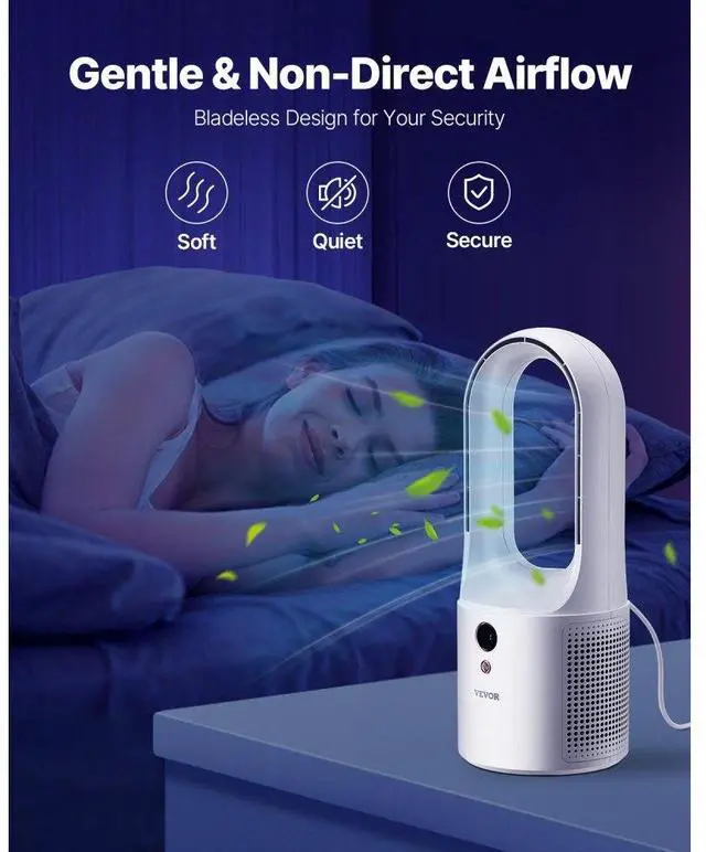 Alt view image 3 of 7 - VEVOR Portable Desk Bladeless Fan 12.99" 6-Speed Quiet Table Fan for Bedroom & Office
