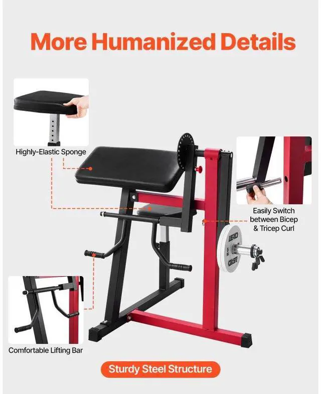 Alt view image 7 of 14 - 2 in 1 Preacher Curl Bench Bicep Curls and Triceps Extension Machine Home Gym