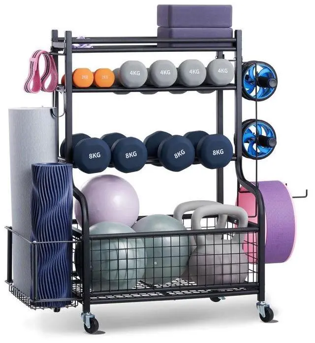 Main image of Home Gym Workout Equipment Organizer Yoga Mat Storage Weight Rack Dumbbell