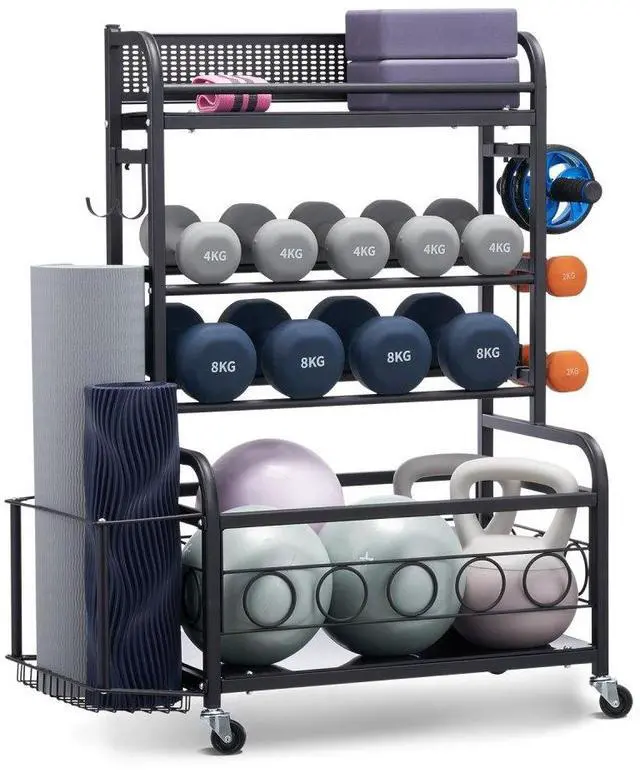 Main image of Home Gym Workout Equipment Organizer Yoga Mat Storage Weight Rack Dumbbell