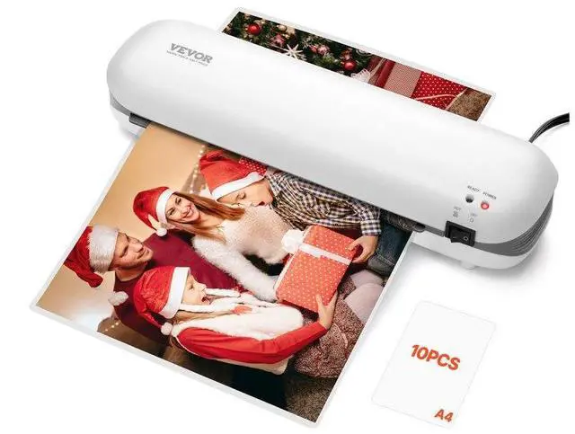 Main image of VEVOR Laminator Machine, Thermal Laminator for Max A4 Paper Size, 3-4 min Quick Warm Portable Laminator, 3-5 mil Thickness, Ideal for Home, Office, Business, or School Supplies, White + Grey