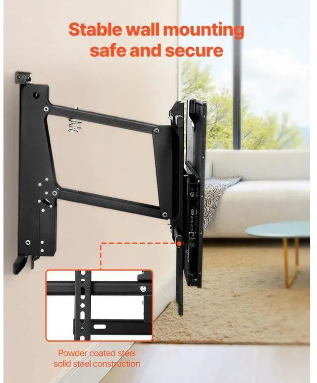 Alt view image 4 of 7 - VEVOR Motorized TV Wall Mount, 32-65 in Electric Fireplace TV Wall Mount Black