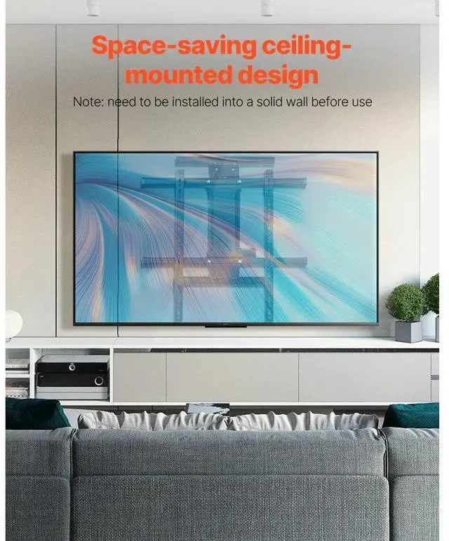 Alt view image 6 of 7 - VEVOR Motorized TV Wall Mount, 32-65 in Electric Fireplace TV Wall Mount Black
