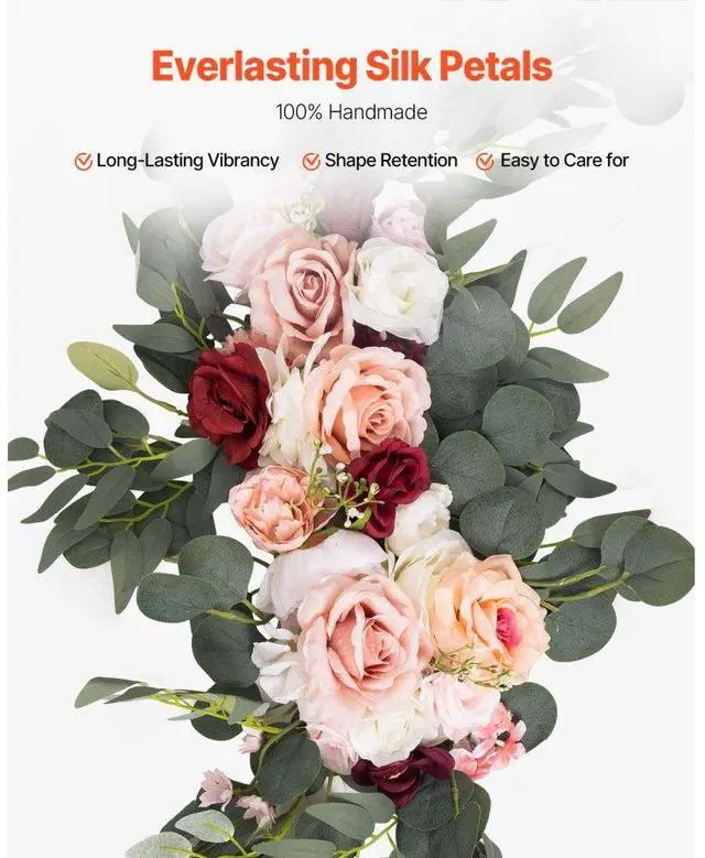 Alt view image 4 of 7 - VEVOR Artificial Wedding Arch Flowers Kit (Pack of 5) with 33Ft Wedding Arch Draping Fabric,Arch Flowers for Wedding Ceremony and Reception Backdrop Wedding Decoration (Light Pink)