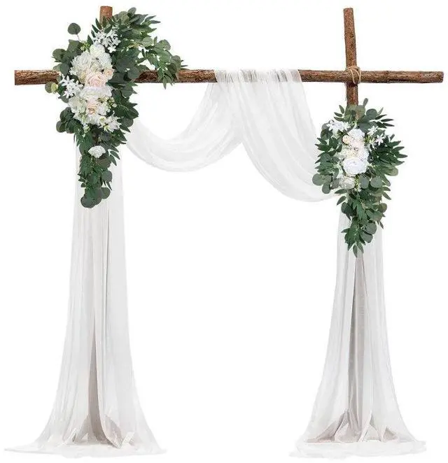 Main image of VEVOR Artificial Wedding Arch Flowers Kit (Pack of 4) with 21Ft Wedding Arch Draping Fabric,Arch Flowers for Wedding Ceremony and Reception Backdrop Wedding Decoration (White)