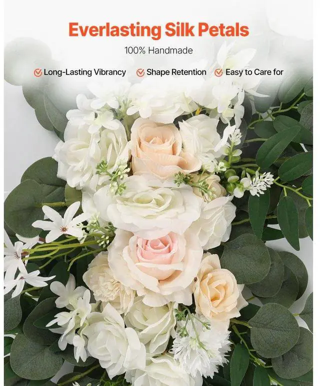 Alt view image 4 of 7 - VEVOR Artificial Wedding Arch Flowers Kit (Pack of 4) with 21Ft Wedding Arch Draping Fabric,Arch Flowers for Wedding Ceremony and Reception Backdrop Wedding Decoration (White)