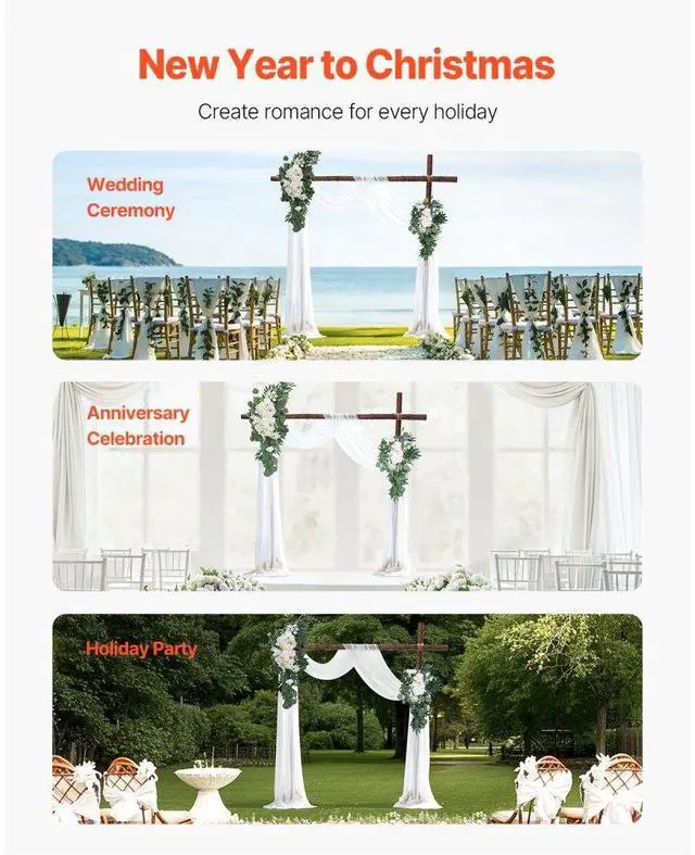 Alt view image 6 of 7 - VEVOR Artificial Wedding Arch Flowers Kit (Pack of 4) with 21Ft Wedding Arch Draping Fabric,Arch Flowers for Wedding Ceremony and Reception Backdrop Wedding Decoration (White)