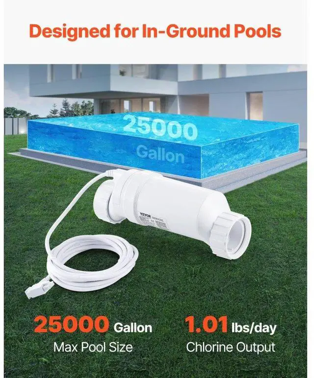 Alt view image 2 of 7 - VEVOR Salt Water Chlorinator System W3T-Cell-9 for In-Ground Pool 25000 Gallons