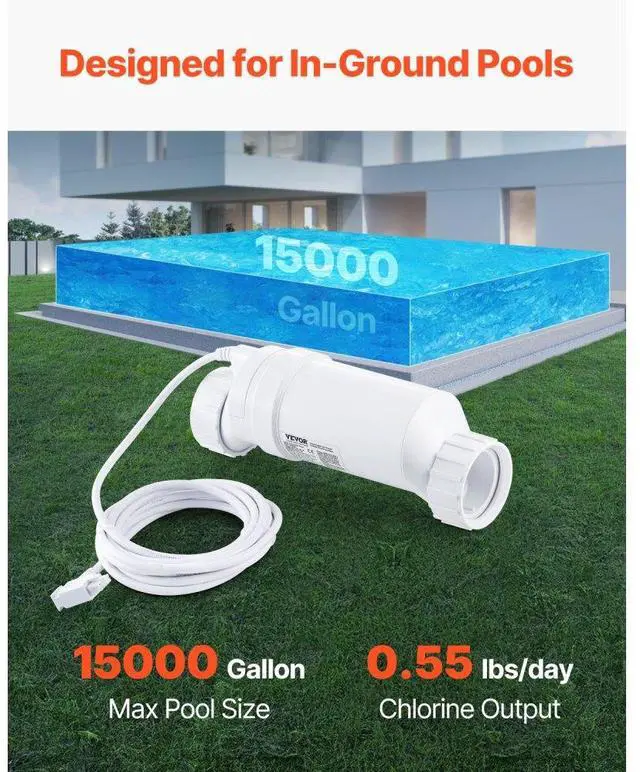 Alt view image 2 of 7 - VEVOR Salt Water Chlorinator System W3T-Cell-3 for In-Ground Pool 15000 Gallons