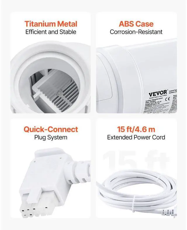 Alt view image 6 of 7 - VEVOR Salt Water Chlorinator System W3T-Cell-3 for In-Ground Pool 15000 Gallons