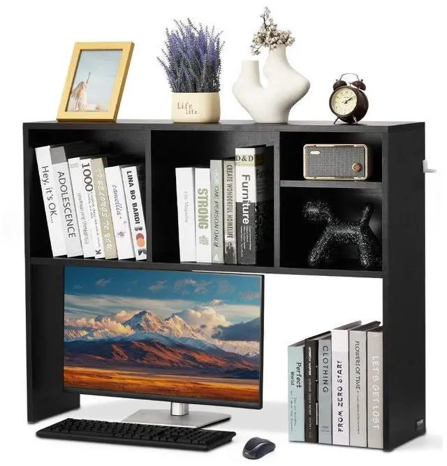 Main image of VEVOR Desktop Bookshelf Black Desktop Storage Organizer 1-Tier for Office & Home