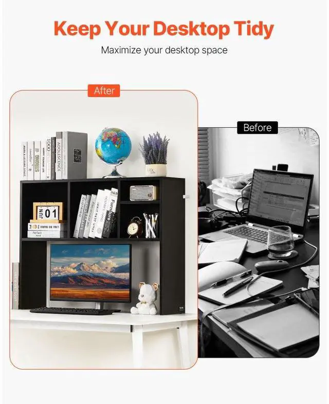 Alt view image 2 of 14 - VEVOR Desktop Bookshelf Black Desktop Storage Organizer 1-Tier for Office & Home