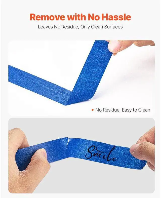 Alt view image 4 of 14 - VEVOR Painters Tape 1 Inch Wide (0.94 In x 60 Yds) 6 Rolls Blue Painter Masking Tape