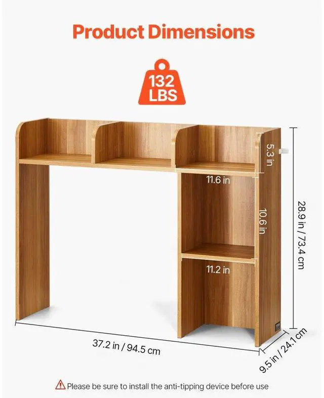 Alt view image 3 of 14 - VEVOR Desktop Bookshelf Wood Desktop Storage Organizer 2-Tier for Office & Home