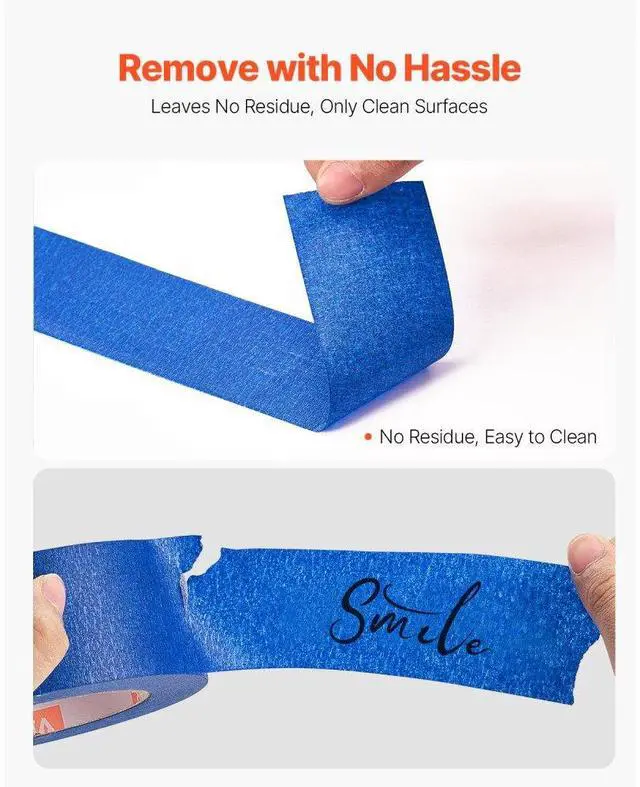 Alt view image 4 of 7 - VEVOR Painters Tape 2 Inch Wide (1.88 In x 60 Yds) 3 Rolls Blue Painter Msking Tape