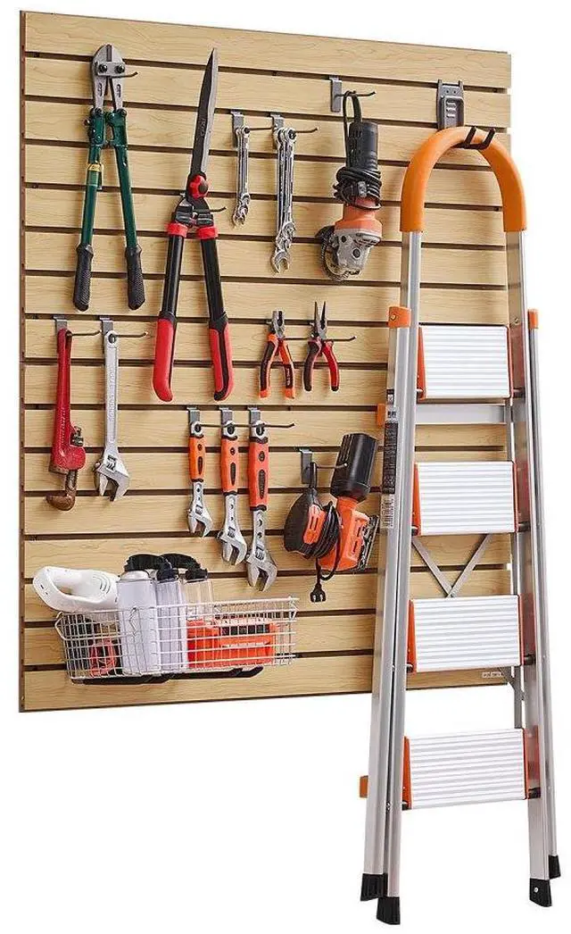 Main image of VEVOR Slat Wall Paneling, 4 x 4ft, MDF Garage Slatwall with Modular Design, Natural Slat Wall Easy-to-Install Adjustable Slatwall Panel with Coupling Structure & DIY Cutting, Fit for Storage & Display