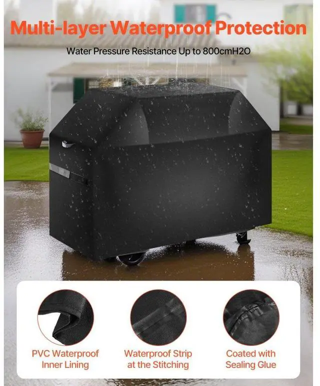 Alt view image 3 of 7 - VEVOR 65 inch Grill Cover Heavy Duty BBQ Gas Grill Cover Outdoor Barbecue Waterproof