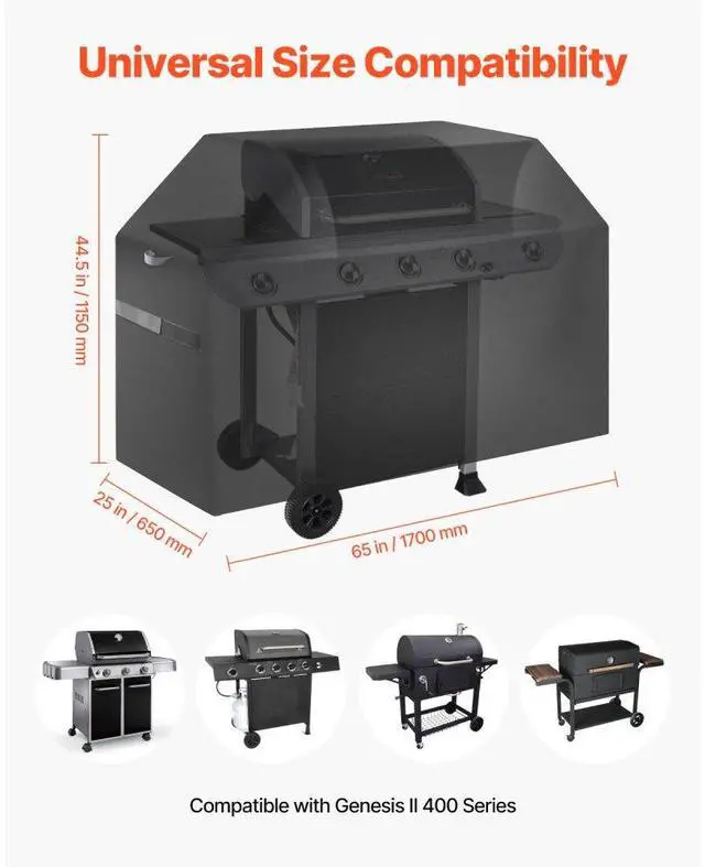 Alt view image 4 of 7 - VEVOR 65 inch Grill Cover Heavy Duty BBQ Gas Grill Cover Outdoor Barbecue Waterproof