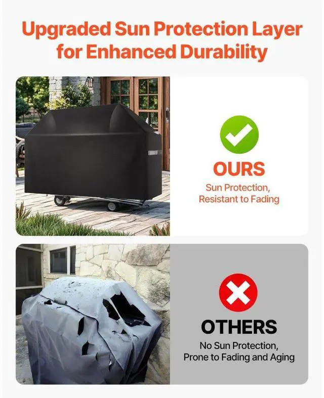 Alt view image 6 of 7 - VEVOR 65 inch Grill Cover Heavy Duty BBQ Gas Grill Cover Outdoor Barbecue Waterproof
