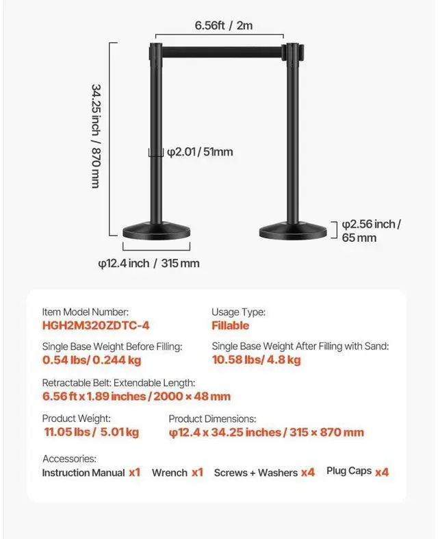 Alt view image 7 of 7 - VEVOR Stanchion Post, 4 Pcs Stanchions with Retractable Belts, Carbon Steel Black Stanchions Queue with Sand Injection Hollow Base, Crowd Control Barriers for Theaters, Parties, Weddings, Exhibitions