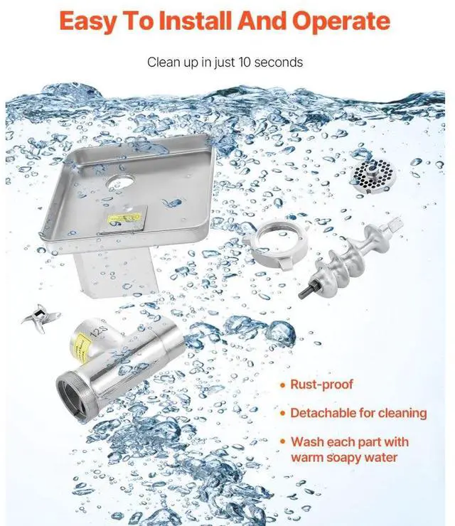 Alt view image 5 of 14 - VEVOR Commercial Electric Meat Grinder Slicer 11 Lbs/Min Sausage Stuffer Maker Kitchen