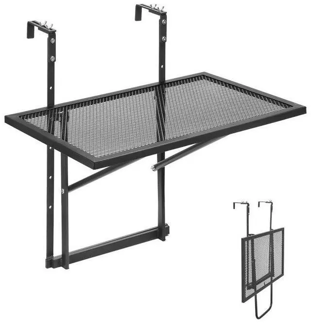 Main image of Balcony Hanging Table 19 x 24 in Outdoor Metal Patio Railing Table Adjustable