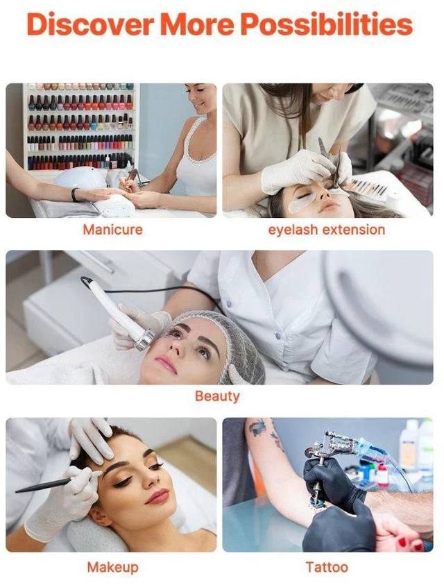 Alt view image 6 of 14 - VEVOR Nail Desk Light 20 W Clip on Half Moon Lash Light with Phone Holder Arched LED