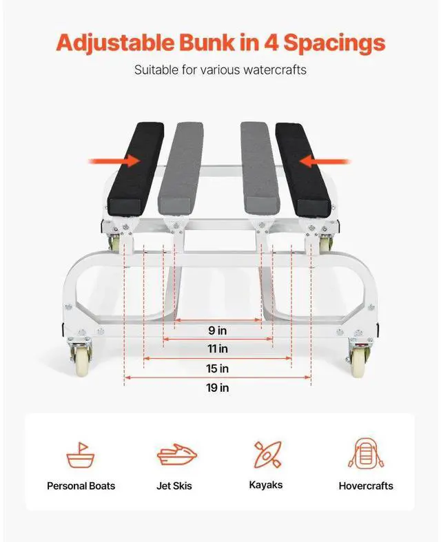 Alt view image 4 of 14 - Watercraft PWC Dolly Boat 1000 lbs Load Capacity Jet Ski Stand Storage Cart