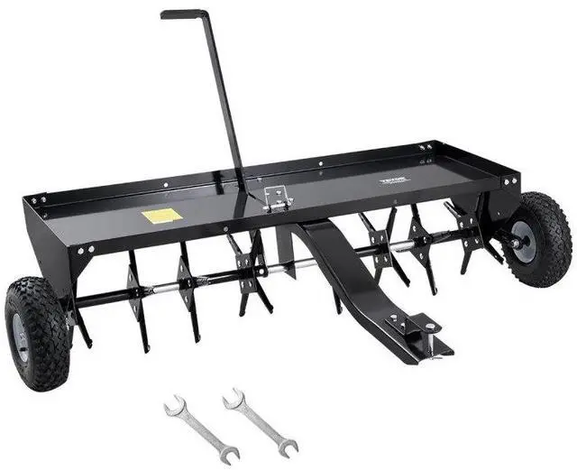 Main image of VEVOR  Tow Behind Plug Aerator, 48-Inch Tow Behind Lawn Plug Aerator with Universal Hitch, Pull Behind Aerator with Iron Spikes Alternately Arranged, Lawn Aerator Tow Behind for Gardens, Lawns, Farms
