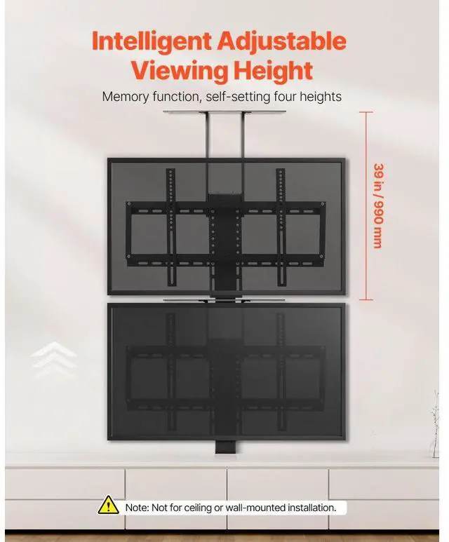 Alt view image 2 of 7 - VEVOR Motorized TV Lift Stand Mount Bracket with Remote Control for 32-70 in TV