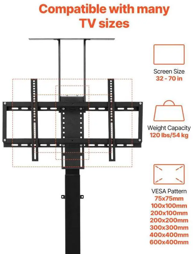Alt view image 3 of 7 - VEVOR Motorized TV Lift Stand Mount Bracket with Remote Control for 32-70 in TV