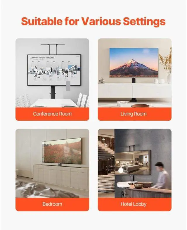 Alt view image 6 of 7 - VEVOR Motorized TV Lift Stand Mount Bracket with Remote Control for 32-70 in TV