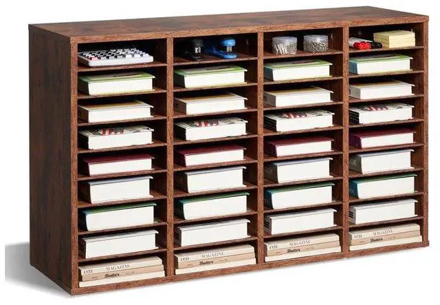 Main image of VEVOR Literature Organizer, 36 Compartments Office Mailbox with Removable Shelves, Wood Mailbox Sorter Particle Board Office Home Classroom Storage, File Sorter for File, Document, Paper, Dark Brown